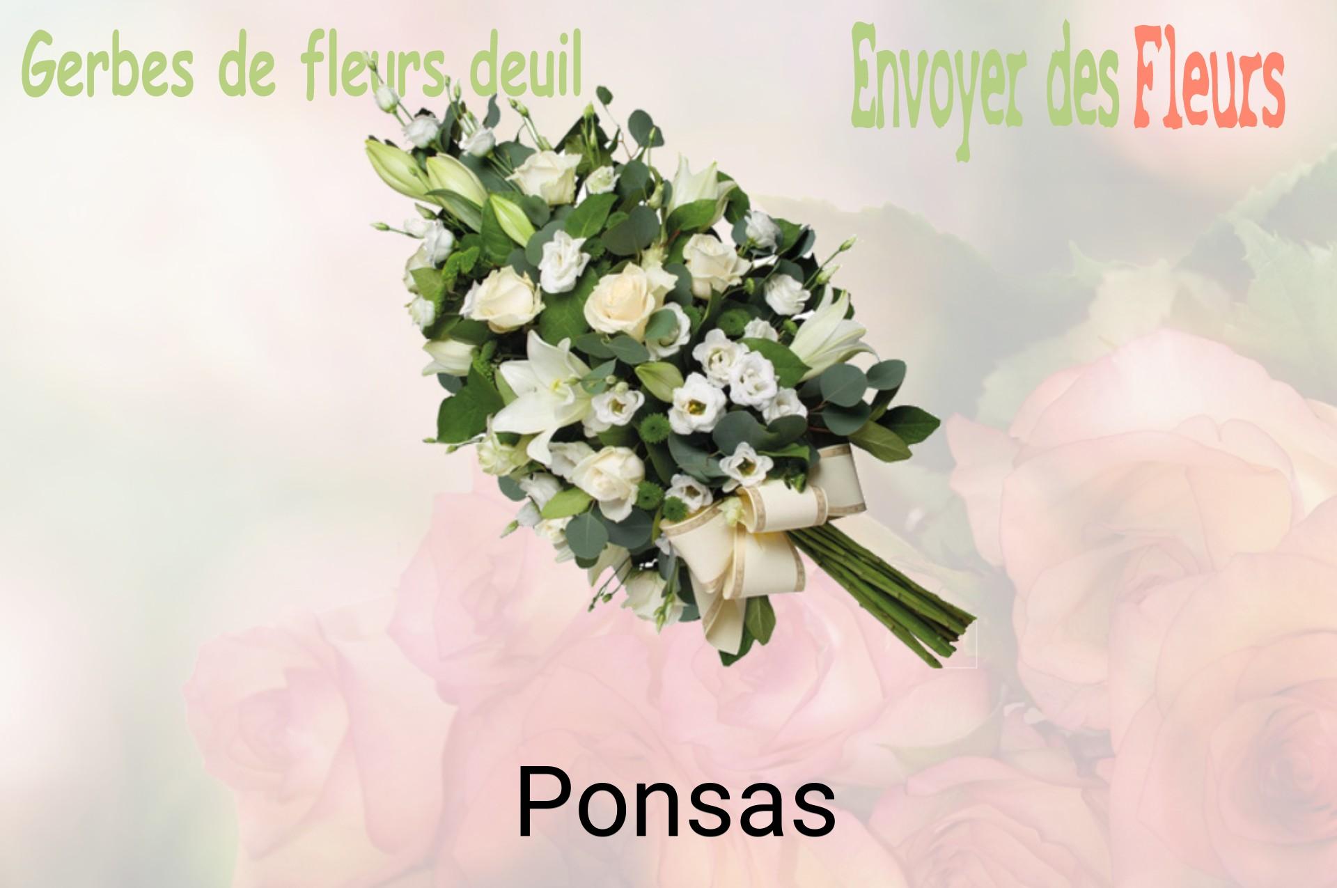 Gerbe de fleurs de deuil livrée à Ponsas